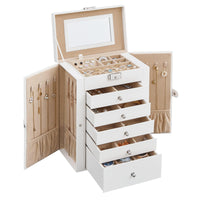 1 x RAW Customer Returns SONGMICS 6-Tier Jewelry Box, Jewelry Box with 5 Drawers, Large Space, Interior with Mirror, Lock, Jewelry Storage, Gift for Loved Ones, for Watches, White JBC152W01 - RRP €55.98