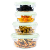 1 x RAW Customer Returns Home Fleek Food Storage Containers With Lids - Airtight Containers For Food, Glass Bowl With Lid Set Safe For Microwave And Freezer Meal Prep Boxes Glass 4 Round Containers, Green  - RRP €23.72