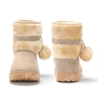 1 x RAW Customer Returns Yeeteepot Girls Warm Lined Snow Boots Baby Children Plush Winter Boots Flat Non-Slip Boots Toddler Shoes Soft Sole Short Shaft Boots Beige 21 EU Manufacturer 22 - RRP €28.51