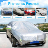 1 x RAW Customer Returns Konnfeir Half Car Cover All Weather Car Body Cover Indoor Outdoor 210D Oxford Material Waterproof Dustproof Universal Sedan  - RRP €39.19