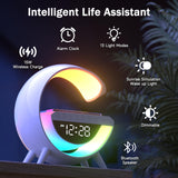 1 x RAW Customer Returns 15W Wireless Charger LED Lamp Alarm Clock Atmosphere Smart Table Lamp with Bluetooth Speaker Dazzling Running Lights 13 Modes Lights for Office Bedroom Gift - RRP €32.99