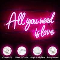 1 x RAW Customer Returns All You Need is Love Pink Neon Wedding Sign LED Light Up Sign for Bedroom Living Room Engagement Wedding Decoration - RRP €54.49