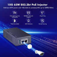 1 x RAW Customer Returns MokerLink 10G PoE Injector, 10GBASE-T RJ45 Ethernet Ports, 10G 5G 2.5G 1G Rate Auto-adaptive, 802.3af 15.4W, 802.3at 30W, 802.3bt 60W, Plug Play, Metal Housing - RRP €59.99