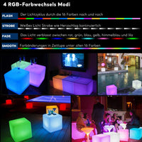 1 x RAW Customer Returns Mr.Go 12-inch Color Changing LED Cube Light Waterproof Cube Stool with Remote Control, 16 Dimmable Colors, USB Rechargeable RGB Mood Light Cube Seat for Home Bedroom Pool Party - RRP €80.66