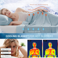 1 x RAW Customer Returns Marchpower cooling blanket 150 x 200cm, light summer blanket with Japanese Arc-Chill Q-Max 0.5 cooling fibers, absorbs body heat, 2 in 1 double-sided children s blanket, sofa blanket, travel blanket - blue - RRP €35.06