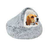 1 x RAW Customer Returns Donut-shaped plush calming bed for cats and dogs. Warm and soft cushion with comfortable sponge, non-slip bottom. For small and medium pets 65 cm, grey  - RRP €37.69