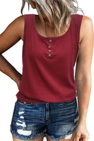 1 x RAW Customer Returns NEYOUQE Tops for Women T-Shirt U-Neck Sleeveless Shirts Women Summer Casual Solid Color Basic Shirt Women Top Summer Wine Red L 44-46 - RRP €22.27