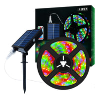 1 x RAW Customer Returns Solar LED Strip Outdoor, 5m 280 LEDs Solar Powered RGB Color Changing LED Strip with 8 Lighting Modes Waterproof Decorative Fairy Lights for Patio Yard Trees - RRP €24.19