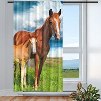 1 x RAW Customer Returns Violetpos Curtains for Living Room Bedroom 1 Piece 2 Horses 135x225cm W H - RRP €30.24