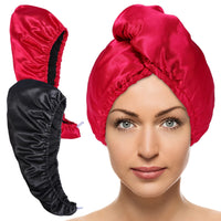 5 x Brand New Erinnmy Pack of 2 hair turbans, double layer hair drying towel, turban towel with button, quick-drying microfibre towel, hair towels black, red  - RRP €33.7