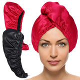 5 x Brand New Erinnmy Pack of 2 hair turbans, double layer hair drying towel, turban towel with button, quick-drying microfibre towel, hair towels black, red  - RRP €33.7