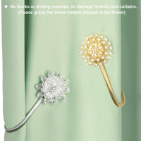 1 x RAW Customer Returns AULEEP Magnetic Tiebacks, 4 Pieces Magnetic Decorative Curtains Curtain Clips Buckle, Flower Curtain Tiebacks, European and American Style Silver  - RRP €15.12