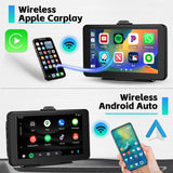 1 x RAW Customer Returns Hikity Wireless Apple Carplay Android Auto, Portable Wireless 7 inch HD IPS CarPlay Display with AirPlay Bluetooth Hands-Free Real-Time Navigation Siri AUX Driveplay - RRP €79.99