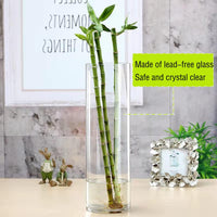 1 x RAW Customer Returns TSKDKIT Glass Flower Vase Modern Cylinder Vase, Handmade Crystal Vases 40cm High, Candle Holder Glass Flower Plant Container for Home Office Decor, Glass Table Decoration, Birthday Gift - RRP €33.64