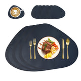 1 x RAW Customer Returns Placemats and coasters made of leather, non-slip heat-resistant placemats, washable placemats, table decoration, round placemats, wipeable placemats, place mats for kitchen dining table, set of 6 green  - RRP €25.2