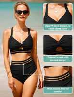 1 x RAW Customer Returns UMIPUBO Bikini Women Tummy Control, High Waist Push Up Bikini Sets Back Cross Big Breasts Swimwear Sexy Swimsuit Beach Bikini Black-B,XL  - RRP €36.99