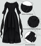 1 x RAW Customer Returns Victorian Gothic Dresses Women s Medieval Clothing Renaissance Costume Women Evening Dress Vintage Black Dresses Carnival Halloween Outfit with Elf Ears Hair Accessories Socks Corset VL028S - RRP €30.24