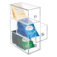 1 x RAW Customer Returns mDesign kitchen organizer with 3 drawers - storage box for tea bags, coffee pods, sweeteners and more - plastic tea box - black - RRP €22.9