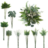 1 x RAW Customer Returns OrgMemory Fake Flower Leaves, Artificial Eucalyptus, 48 Pieces, 8 Types, Artificial Green Leaves, Decorative Plastic for Indoor, Garden, Bedroom, Vase, Floral Arrangement Decoration - RRP €21.99