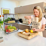 1 x RAW Customer Returns Mefirt Modern 2 Tier Kitchen Fruit Bowl, Fruit and Vegetable Organizer, 2 Pieces Stackable and Wall Mountable Baskets for Storing Fruit and Snacks - RRP €45.99