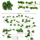 1 x RAW Customer Returns 1 piece LED artificial ivy fairy lights, 2 m fake ivy garland with 20 LED light batteries with timing function, fairy lights with flower garland, hanging plants for indoor use, wedding, party decoration - RRP €8.56