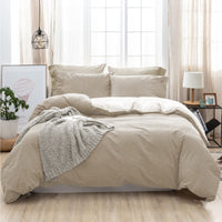 1 x RAW Customer Returns SOULFUL bed linen 220x240 cotton 3 pieces, bed linen sets apricot with zipper, similar texture to stone washed linen, contains 1 duvet cover 220x240 and 2 pillowcases 80x80 - RRP €55.45