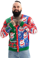 1 x RAW Customer Returns Unisex Men s Ugly Christmas Sweater Cardigan Knitted Santa Rocks Funny Ugly Sweater for Men L - RRP €30.24