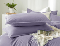 1 x RAW Customer Returns Menkala bed linen 220x240 purple plain colors pleasant violet duvet cover 3 pieces non-iron brushed renforc microfiber lilac reversible bed linen with zipper and 2 pillowcases 80x80 - RRP €32.56