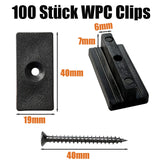 1 x RAW Customer Returns Pack of 100 WPC clips, hidden decking board fixing clips, 6 mm plastic decking clips for WPC decking boards BPC boards, black T clip with black screws - RRP €26.21