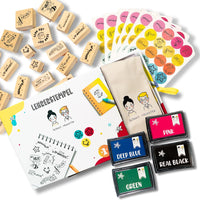 1 x RAW Customer Returns Stamp set for teachers teacher stamp with 13 motivational stamps, multi-colored inks and bonus gommettes ideal for primary school and kindergarten - RRP €21.94