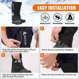 1 x RAW Customer Returns HIKENTURE Gaiters Hiking Hunting Bicycle, Gaiters Men Women Waterproof, Rain Gaiters, Outdoor Gaiters to Protect Trousers Shoes from Snow Rain Insects, Gaiters Snow Hiking-Black-L - RRP €30.99