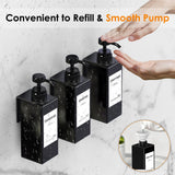 1 x RAW Customer Returns Anhow 3 Pack 500ml Soap Dispenser Wall Mounted, No Drilling Soap Dispenser Set Wall Shower Gel Dispenser with Waterproof Labels for Kitchen Bathroom Lotion Dispensing - Black - RRP €19.67