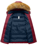 4 x Brand New SZORY Men s Winter Coat Short Thick Warm Jacket with Detachable Faux Fur Hood Wine red,L  - RRP €370.36