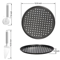 7 x Brand New Jopupe 2 Pack Pizza Pan Round Pizza Board Pizza Accessories 32cm Carbon Steel Pizza Pan Non-Stick Cake Pizza Crisper Server Tray Stand for Home Kitchen Oven Restaurant Pizza Baking Pans - RRP €142.8