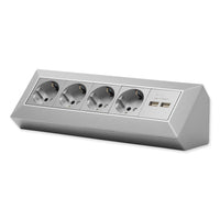 1 x RAW Customer Returns Corner socket Schuko, USB for kitchen, office, workshop. Power strip for kitchen worktop, surface-mounted socket or under-counter socket - without cable, plastic large 4 F. 2 USB gray - RRP €39.88