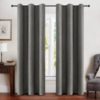 1 x RAW Customer Returns MIULEE blackout curtains with eyelets, linen look, set of 2, 245 x 140 cm, dark gray curtain, opaque with eyelets, thermal curtain, cold protection, curtains, living room, bedroom, heat-insulating - RRP €38.3