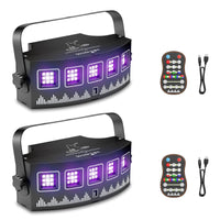 1 x RAW Customer Returns HAKUTA 2 Pack Party Lighting, Strobe Light DJ Lamp LED Projector Sound Activated with Remote Control, DJ Disco Stage Party Light for Halloween, Christmas, Birthday, Wedding and Clubs - RRP €45.12