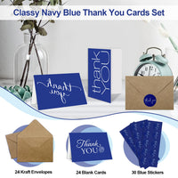 1 x RAW Customer Returns Joy Inspiration 24 pieces thank you cards with envelopes blue thank you cards with sticker thank you card for business communion wedding birthday - RRP €9.47