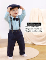 1 x RAW Customer Returns mintgreen Baby Boy Suit Gentleman Wedding Clothing Formal Shirt Set Suspenders Bow Tie with Hat, Blue, 9-12 Months, 80 - RRP €37.08