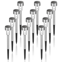 1 x RAW Customer Returns GIGALUMI solar lamps for outdoors, LED solar lights for garden, 12 pieces made of stainless steel, waterproof garden lighting for outdoors, garden, patio, lawn, paths white  - RRP €22.64