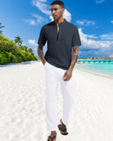 1 x RAW Customer Returns LVCBL Men s Linen Short Sleeve Shirt Beach Shirts Daily Casual Shirts Navy 2XL - RRP €23.17