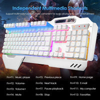 1 x RAW Customer Returns Wireless Mechanical Feel Gaming Keyboard, RGB Backlit, 5000mAh Rechargeable Battery with Detachable Palm Rest 7 Colors LED Gaming Mouse for PC Writer Gamer White  - RRP €55.45