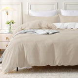 1 x RAW Customer Returns MILDLY bed linen 200x200 cotton, bed linen sets camel beige 3 pieces with zipper Similar texture to stone washed linen and contains 1 duvet cover and 2 pillowcases 80x80 - RRP €50.41