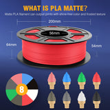 1 x RAW Customer Returns SUNLU Matte PLA Multicolor Filament, PLA Filaments 1.75mm for 3D Printer, 0.25kg Spool, 8Colors, Total 2kg, Texture Matte PLA Filament, Black white gray blue green Pink red clay - RRP €34.42