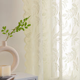 1 x RAW Customer Returns MIULEE Set of 2 Curtains Transparent Curtains with Leaves Lace Translucent Curtain Lace Window Curtain with Eyelets Decorative Curtain for Living Room Bedroom 150 x 225 cm Beige - RRP €28.48