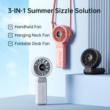 1 x RAW Customer Returns JISULIFE Handheld Fan Life7,2024 Powerful Portable Fan with LED Display, 3600 mAh, 150 Folded, 3-IN-1 Handheld Desk Neck Fan, Summer Essentials for Travel, Concerts Gray  - RRP €18.68