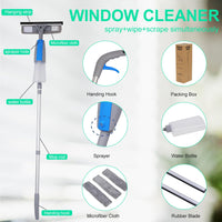 3 x RAW Customer Returns Jubor Telescopic Window Cleaner 3 in 1, Professional Window Cleaner with Spray, Window Cleaning Brush with Handle 190cm for High Glass Cleaning in Interiors and Exteriors - RRP €98.97