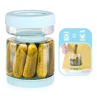 1 x RAW Customer Returns Luvan 1500 ml glass cucumber jar with sieve flap, cucumber container, cucumbers and olives hourglass, large cucumber separating jar with flap for capers, garlic, olives, onions - RRP €28.99