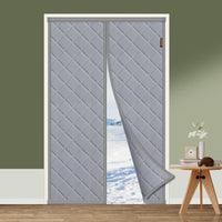 1 x RAW Customer Returns MAGZO Thermal Protection Curtain for Doors 100 x 220 cm, Windproof Insulation Curtain Magnetic Door Curtain Thermal Cold Protection in Winter, Grey - RRP €36.98