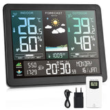 1 x RAW Customer Returns Herboom wireless weather station with outdoor sensor with weather forecast, with 7.4 inch VA display and outdoor sensor for temperature, humidity, wind, air pressure - battery operation and mains operation, black - RRP €43.36